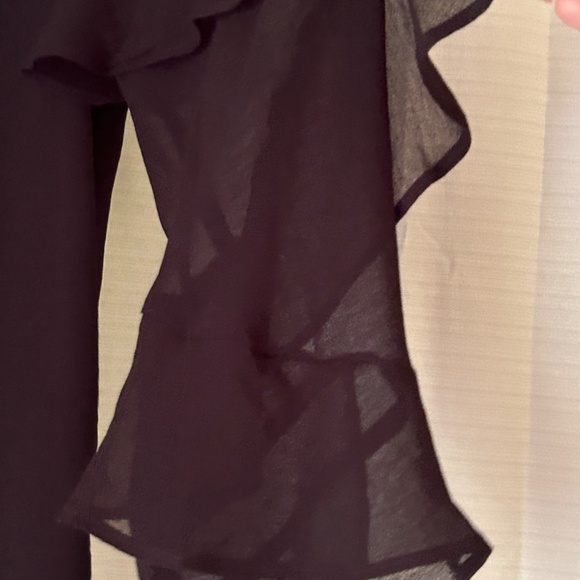 Vince Camuto Black Chiffon Ruffle Sleeve V-Neck Button Top, Size XS - Picture 4 of 10